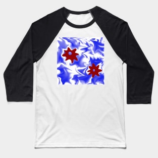 Two red blooms on blue Baseball T-Shirt